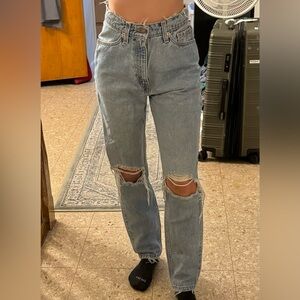 Levi’s slim fit tapered leg jean with fringe detail